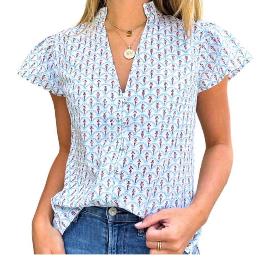 Beau & Ro Floral  Cotton Blouse